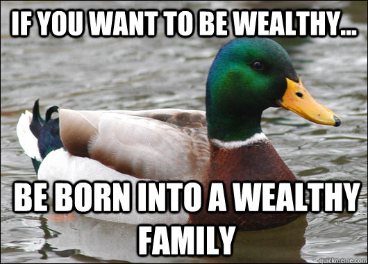 If you want to be wealthy... be born into a wealthy family  Actual Advice Mallard