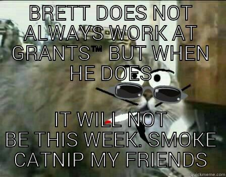 BRETT DOES NOT ALWAYS WORK AT GRANTS™ BUT WHEN HE DOES IT WILL NOT BE THIS WEEK. SMOKE CATNIP MY FRIENDS Misc