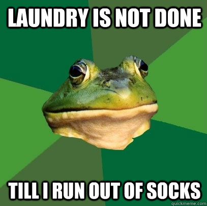 Laundry is not done till I run out of socks  Foul Bachelor Frog