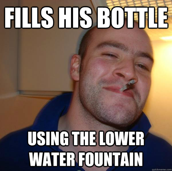 fills his bottle using the lower water fountain - fills his bottle using the lower water fountain  Misc