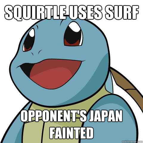 squirtle uses surf Opponent's japan fainted  Squirtle