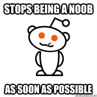 stops being a noob as soon as possible  Good Guy Redditor