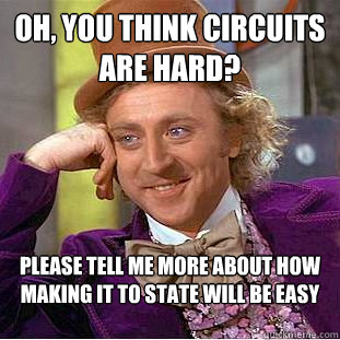 Oh, you think circuits are hard? Please tell me more about how making it to state will be easy  Condescending Wonka