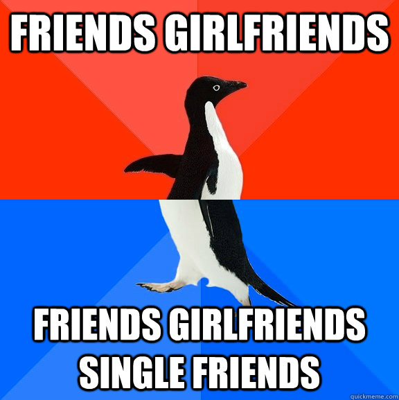 FRIENDS GIRLFRIENDS FRIENDS GIRLFRIENDS SINGLE FRIENDS  Socially Awesome Awkward Penguin