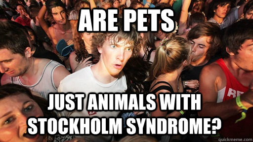 are pets just animals with stockholm syndrome?   Sudden Clarity Clarence