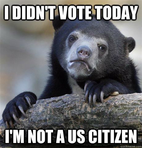 I didn't vote today I'm not a US citizen - I didn't vote today I'm not a US citizen  Confession Bear