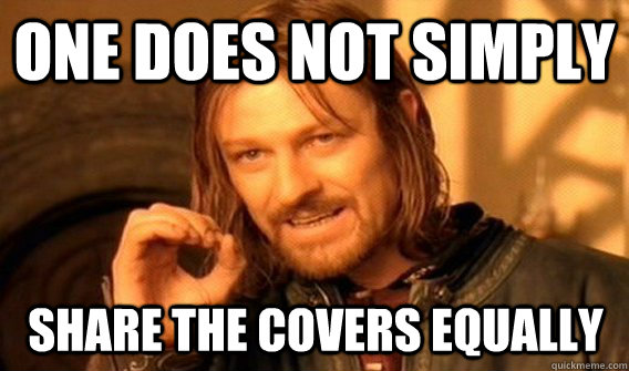 One does not simply share the covers equally  Boromir