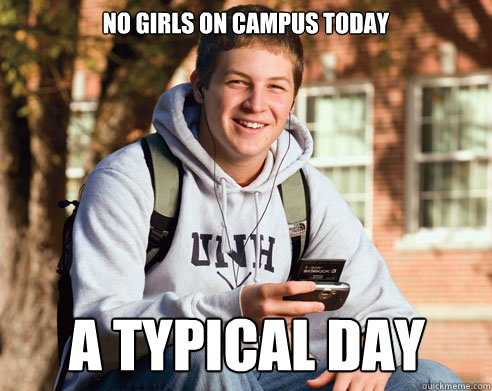 No girls on campus today a typical day  College Freshman