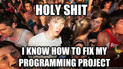 holy shit I know how to fix my programming project - holy shit I know how to fix my programming project  Sudden Clarity Clarence