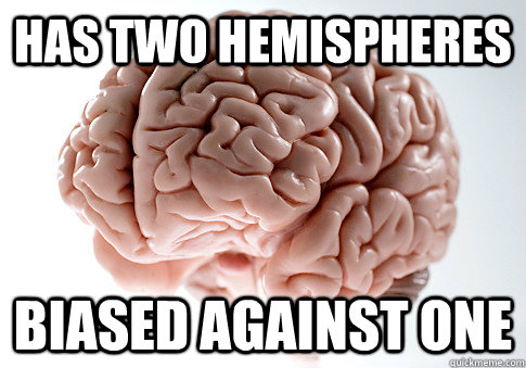 HAS TWO HEMISPHERES BIASED AGAINST ONE  Scumbag Brain