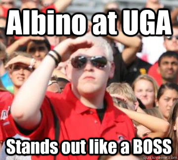 Albino at UGA Stands out like a BOSS  