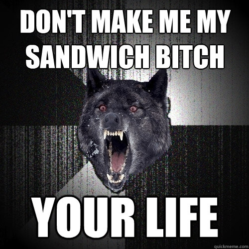 DON'T MAKE ME MY SANDWICH BITCH YOUR LIFE  Insanity Wolf