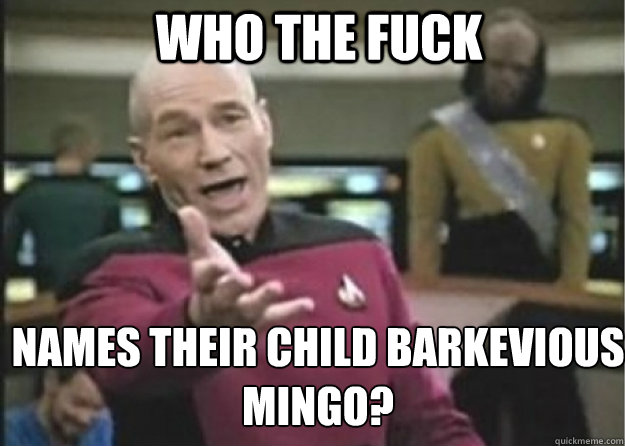 Who the fuck Names their child Barkevious Mingo?  Annoyed Pichard