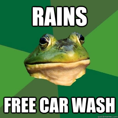 Rains free car wash  Foul Bachelor Frog