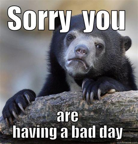 SORRY  YOU ARE HAVING A BAD DAY Confession Bear