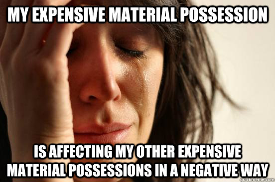 My expensive material possession is affecting my other expensive material possessions in a negative way  First World Problems
