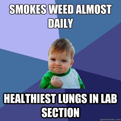smokes weed almost daily healthiest lungs in lab section - smokes weed almost daily healthiest lungs in lab section  Success Kid