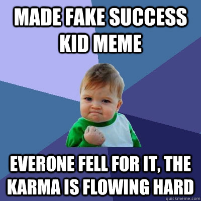 Made Fake Success kid meme everone fell for it, the karma is flowing hard  Success Kid