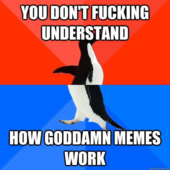 YOU DOn't fucking understand How goddamn memes work  Socially Awesome Awkward Penguin