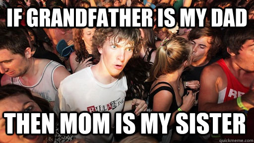 IF Grandfather is my dad then mom is my sister  Sudden Clarity Clarence