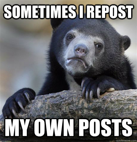 sometimes I repost my own posts  Confession Bear