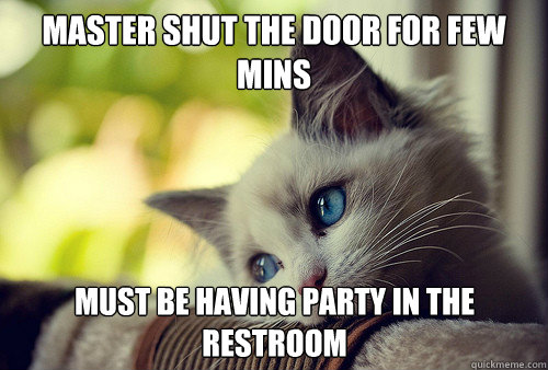 Master shut the door for few mins must be having party in the restroom - Master shut the door for few mins must be having party in the restroom  Misc
