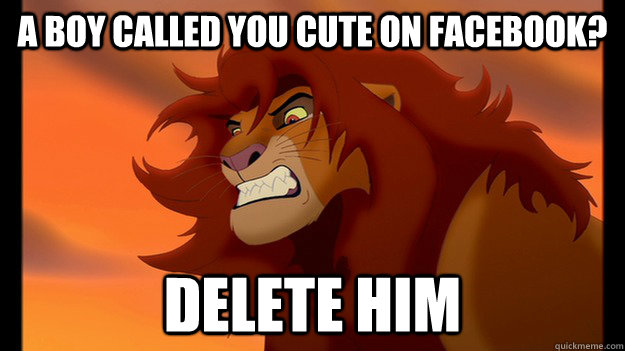 a boy called you cute on facebook? delete him  Overprotective Father