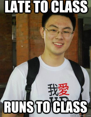 Late to Class Runs to class - Late to Class Runs to class  Asian College Senior