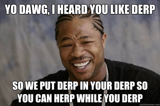 yo dawg, i heard you like derp so we put derp in your derp so you can herp while you derp  YO DAWG