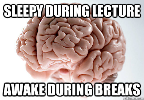Sleepy during lecture Awake during breaks  Scumbag Brain