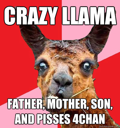crazy llama father, mother, son, and pisses 4chan  