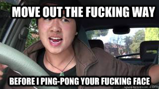 move out the fucking way before i ping-pong your fucking face - move out the fucking way before i ping-pong your fucking face  Asian Driver