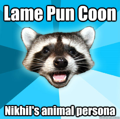 Lame Pun Coon Nikhil's animal persona  Lame Pun Coon