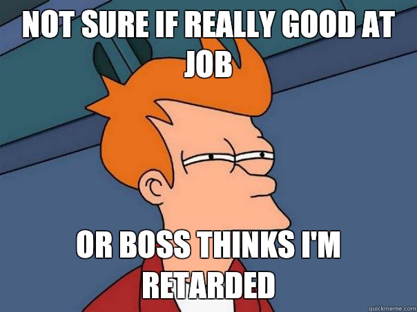 Not sure if really good at job or boss thinks I'm retarded  Futurama Fry