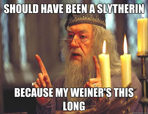 should have been a slytherin because my weiner's this long  Dumbledore