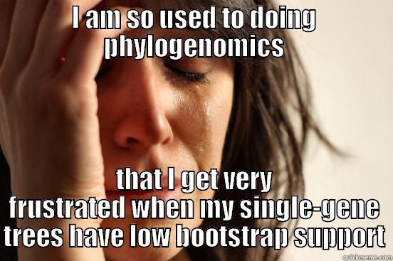 I AM SO USED TO DOING PHYLOGENOMICS THAT I GET VERY FRUSTRATED WHEN MY SINGLE-GENE TREES HAVE LOW BOOTSTRAP SUPPORT First World Problems
