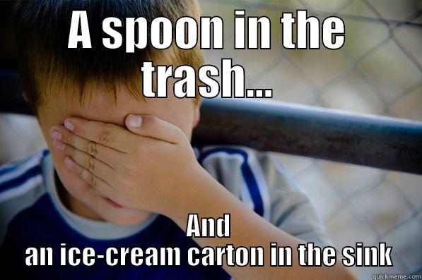 A SPOON IN THE TRASH... AND AN ICE-CREAM CARTON IN THE SINK Confession kid