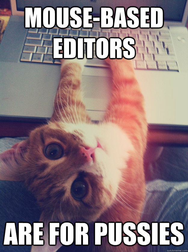 mouse-based editors are for pussies  