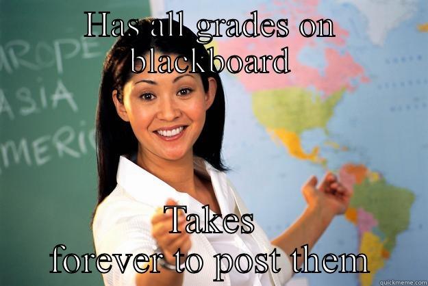 HAS ALL GRADES ON BLACKBOARD TAKES FOREVER TO POST THEM Unhelpful High School Teacher