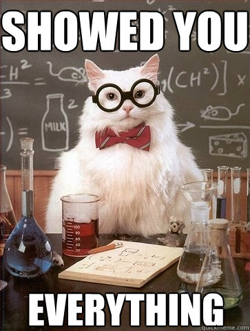 showed you everything  Chemistry Cat