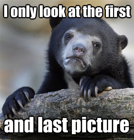 I only look at the first and last picture  Confession Bear
