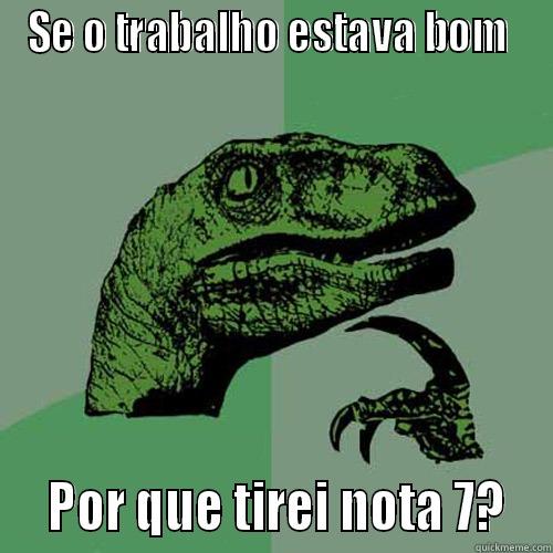 SE O TRABALHO ESTAVA BOM    POR QUE TIREI NOTA 7?  Philosoraptor