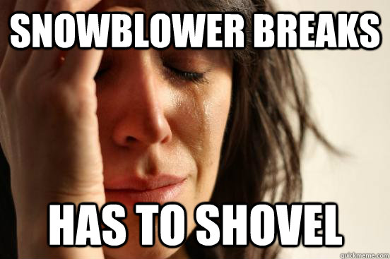 Snowblower breaks has to shovel  First World Problems