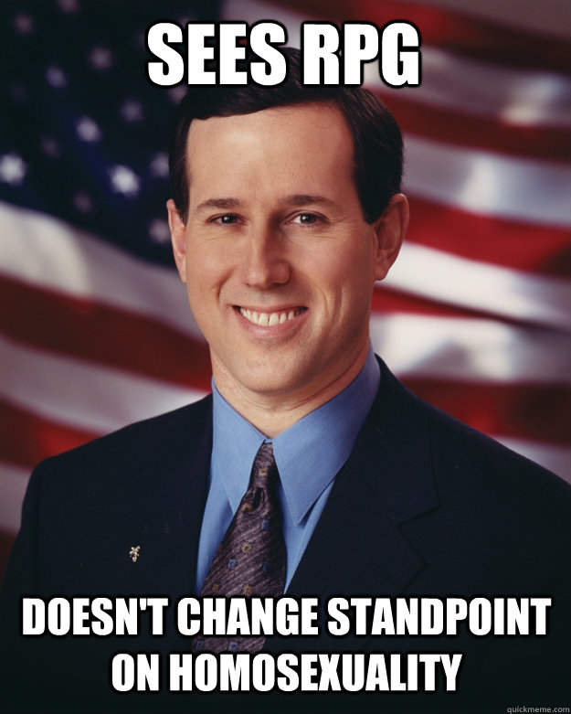 Sees RPG doesn't change standpoint on homosexuality  Rick Santorum