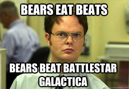 Bears eat beats Bears beat Battlestar Galactica  Schrute