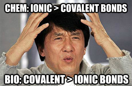 CHEM: Ionic > Covalent bonds BIO: Covalent > Ionic bonds - CHEM: Ionic > Covalent bonds BIO: Covalent > Ionic bonds  EPIC JACKIE CHAN