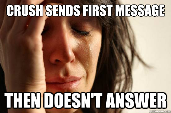 Crush sends first message Then doesn't answer  First World Problems