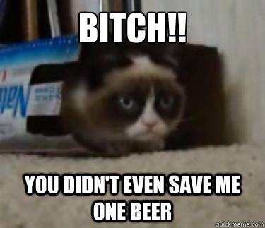 bitch!! you didn't even save me one beer  Grumpy Cat Box