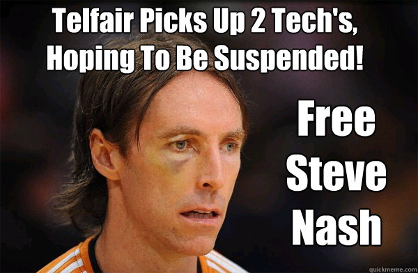 Telfair Picks Up 2 Tech's,
Hoping To Be Suspended! Free Steve Nash  Free Steve Nash