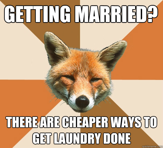 Getting married? there are cheaper ways to get laundry done  Condescending Fox